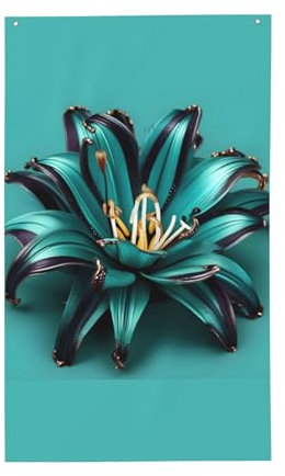 Blaugrüne Lilien-Flagge für den Außenbereich, dekorative Flagge, passend für alle Outdoor-Umgebungen