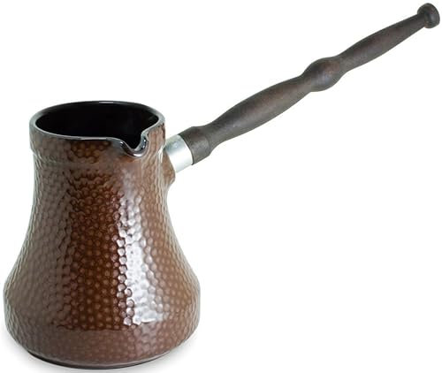 Cezve Ibrik Briki Turka Cafetière en céramique avec poignée amovible en bois Marron 500 ml
