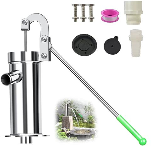 Pompe à bras manuelle pour eau, profondeur des eaux souterraines 10 m, pompe à eau manuelle, en acier inoxydable, convient pour la maison, le jardin, la cour, la ferme