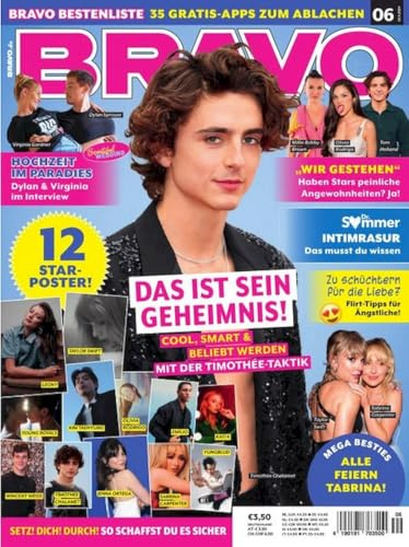 Bravo Magazin Deutschland 2024-06 Timothee Chalamet Poster Taylor Swift Kim Taehyung Sabrina Carpenter