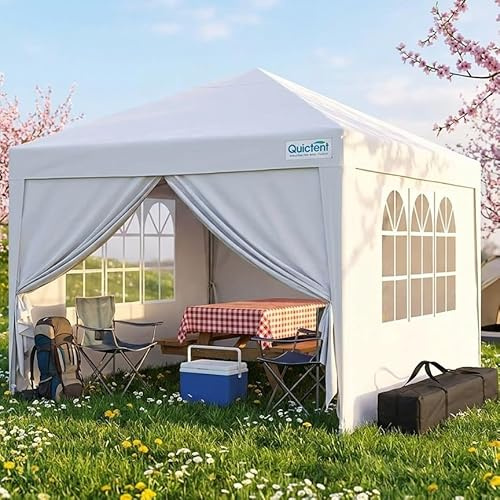 Quictent Faltpavillon 3x3m wasserdicht | Partyzelt, Gartenpavillon, mit Seitenwänden, UV-Schutz 50+, Tragetasche inkl, Stahlrahmen, einfacher Aufbau