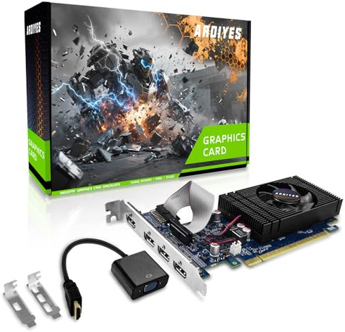 ARDIYES GT 740 4GB GDDR3 Low Profile GPU Graphics Card, 4X HDMI Ports for Quad Multi-Monitor Setup, PCI Express 3.0 x16, Silent Cooling, Ideal for Office and Home Theater