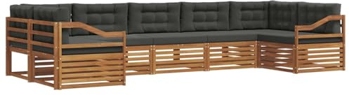 vidaXL Sofagarnituren 7 pcs Natur und Anthrazit Massivholz Akazie, Garten, Moderne Sofas, langlebige Möbel, Terrasse, Bequeme Lounge, praktische Sitzgelegenheit