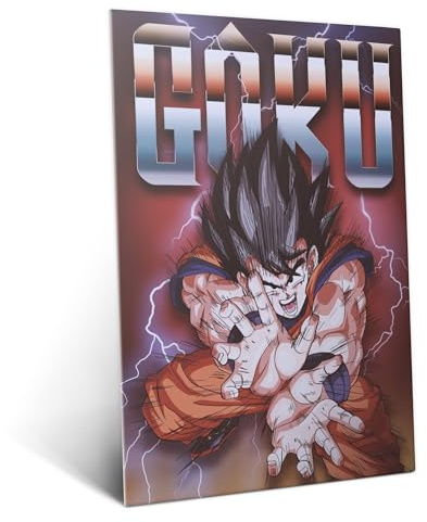 Displate Metall Poster Dragon Ball Z Ultimate Goku Größe M | Bild Plakate für Schlafzimmer Dekor, Geschenke. Magnetische Befestigung Wandposter, Wanddeko. Metall Wandkunst.