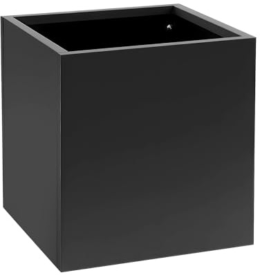 Brride Pot de fleurs - Grand format - 60 x 60 x 60 cm - Carré - En acier - Pour l'intérieur et l'extérieur - Jardins - Entrée, terrasses, cours - Noir - 50 cm