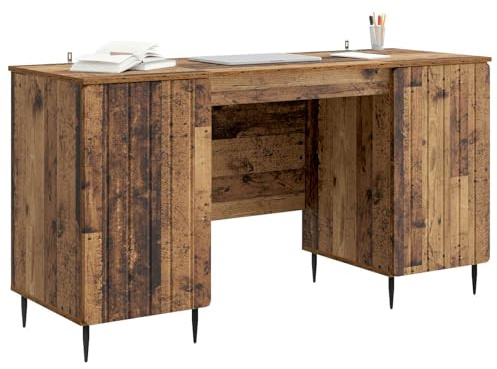 vidaXL Schreibtisch mit Regal Altholz 142,5 x 50 x 75 cm Holzwerkstoff, Moderner Arbeitsplatz für Dein Wohnzimmer, rechteckiger Schreibtisch mit viel Stauraum, Robustes Büromöbel