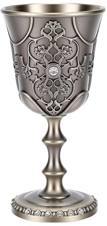 AMONIDA Calice Vintage Inciso con Disegno Floreale 3D Decorativo per Eventi e Decorazioni per la Casa Bronzo Antico 1 unità