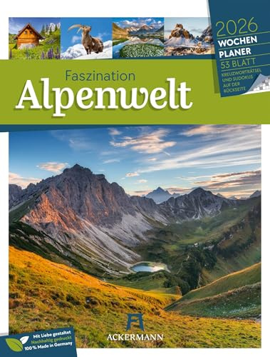 Faszination Alpenwelt Wochenplaner Kalender 2026 | Bildstarker Berge-Wochenkalender im Hochformat (25x33 cm) | Mit Kreuzworträtseln, Sudokus & mehr