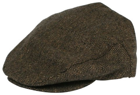 BRIXTON Hooligan Hut in Braun/Khaki Fischgräten-Twill, Größe: L, Farbe: Braun/Khaki Fischgrätenmuster