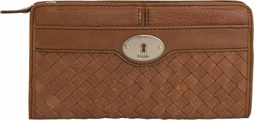 damen leder Portemonnaies-Geldbörse FOSSIL WOMEN SLW MADDOX WOVEN ZIP CLUTCH CHESTNUT SL3143215