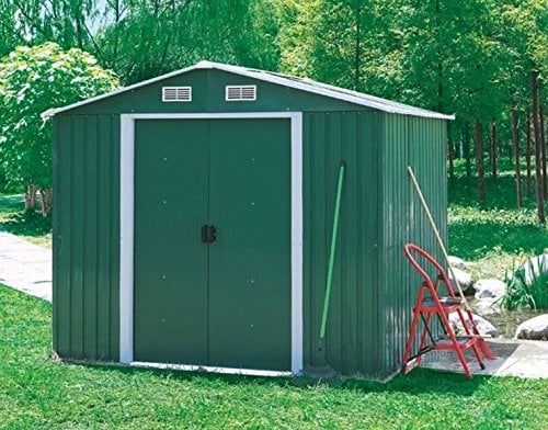 Box maison maisonnettes remise fourre-tout Garage voiture pour jardin tôle galvanisée – Mesure cm 131 x 205 x 175,5h