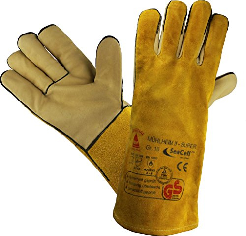 Profi Arbeits-handschuhe Sicherheitshandschuhe für Schweisser MÜHLHEIM-II-SUPER gelb - Größe: 10