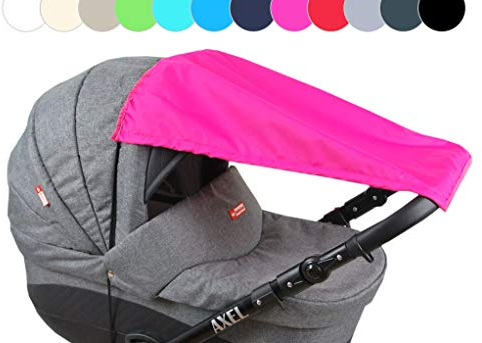 BABYLUX Sonnenschutz UV Rollo Schütz SONNENSEGEL Sonnendach für Kinderwagen Buggy (Amarant)
