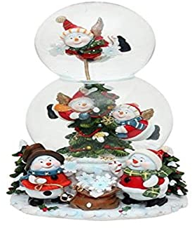 XXL Doppel-Schneekugel, Schneemann mit Spieluhr, Maße H/B/Ø Kugel: ca. 20,5 x 12,5 cm/Ø 6 und 10 cm.