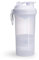 Smarsthake Original2GO Pure White - Protein Shaker mit Pulverfach, Sportflasche spülmaschinenfest, bpa frei
