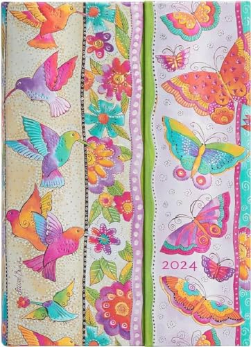 Paperblanks 12-Monatskalender 2024 Kolibri und Schmetterlinge | Tagesüberblick | Midi (130 × 180 mm)