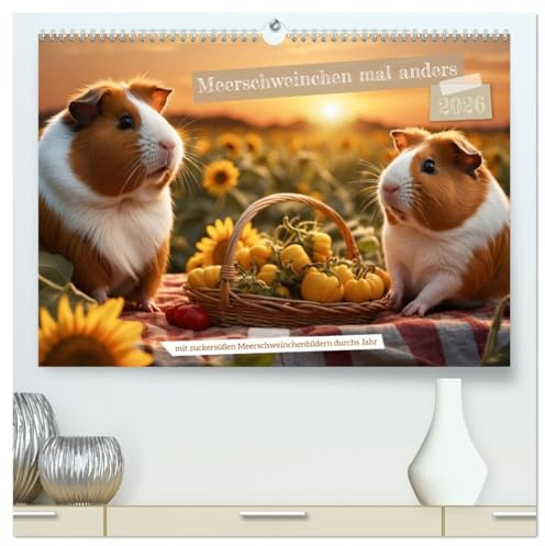 Meerschweinchen mal anders! (hochwertiger Premium Wandkalender 2026 DIN A2 quer), Kunstdruck in Hochglanz: Mit zuckersüßen Meerschweinchenbildern durchs Jahr. (CALVENDO Tiere)