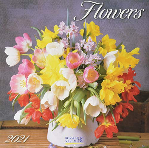 Flowers 2021: Broschürenkalender mit Ferienterminen. Blumen-Vielfalt. 30 x 30 cm - Wandkalender