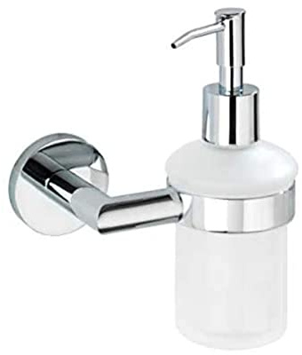 WENKO 17962100A Power-Loc Seifenspender Revello - Flüssigseifen-Spender, Fassungsvermögen 0.19 L, Messing, 13 x 17 x 9.5 cm, Chrom