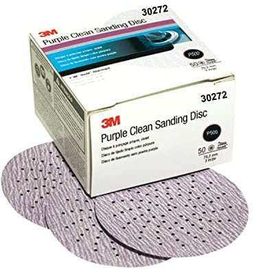 3M Hookit Purple Clean Sanding Disc 343U, 30272, P500, 50 discs per carton