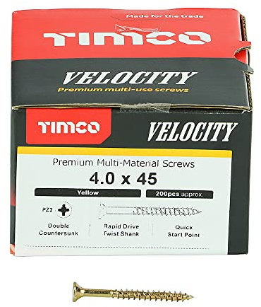 TIMCO Velocity Premium Multi-Use Countersunk Gold Woodscrews - 4.0 x 45 - Box of 200