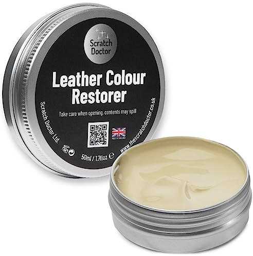 Scratch Doctor Leather Colour Restorer Recolouring Balm Repair Treatment for Faded & Worn Absorbent Leather Furniture, Sofas, Chairs (Cream, 50ml)