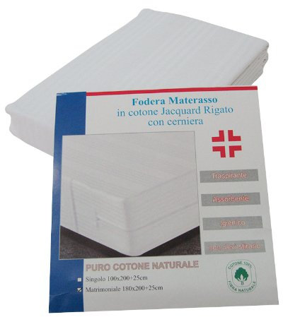 Fodera Coprimaterasso in cotone jacquard con cerniera Singolo una piazza H755