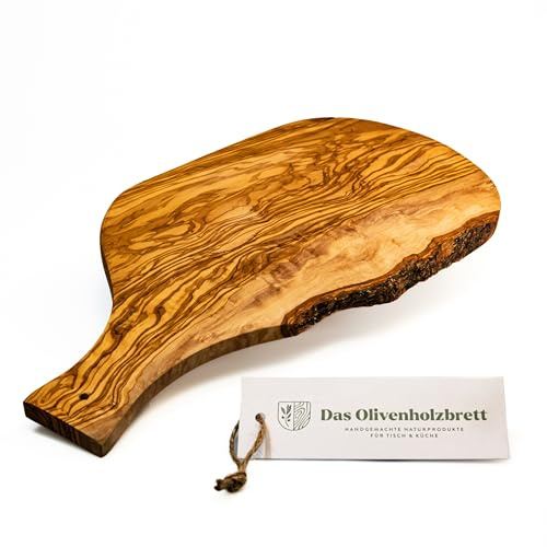 Das Olivenholzbrett, Tagliere, Cucina Forma Naturale con Manico - 45cm