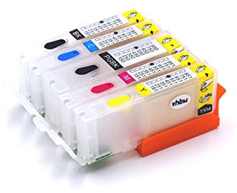 vhbw 5er-Pack Refill Tintenpatrone Leer Mehrfarbig kompatibel mit Canon Pixma MG7150, MG7550, MX720 Drucker, CISS - mit Chip (Kompatibel)