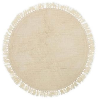 Bloomingville Nordic Lanea Teppich Rund aus Wolle in der Farbe Natur mit einem Durchmesser von 110 cm, 32708249