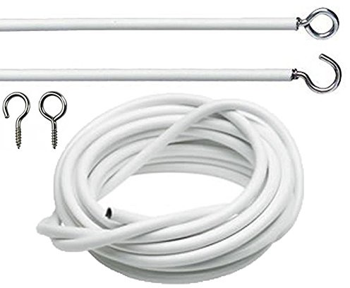 CfoPiryx White Curtain Wire Hanging Cord with Self-Adhesive Hook and Eyes for Net Curtain Rods (3 Meter)