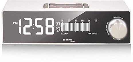 Technoline WT 483 Radiowecker mit USB-Ladeanschluss, Retro-Optik (Weiss mit Batterien)