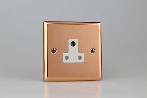 Varilight Classic Polished Copper 1-Gang 5A Round Pin Socket with White Insert