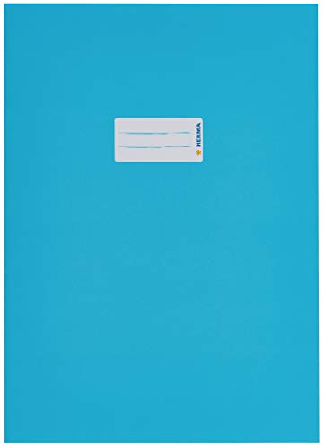 HERMA 19750 Heftumschlag A4 Karton Hellblau, Hefthülle mit Beschriftungsfeld aus stabilem & extra starkem Papier, Heftschoner für Schulhefte, farbig