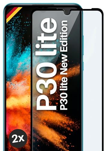 moex CurveProtect für Huawei P30 Lite/P30 Lite New Panzer Schutzglas, Full Screen Schutzfolie randlos, ganzer Bildschirm komplett abgedeckt, Panzerfolie Curved 3D Glas Folie, Schwarz 2 Stück