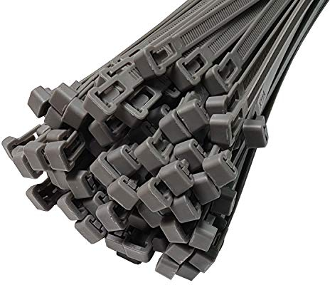 100 Stück Kabelbinder wiederverschließbar 540mm x 7,6mm grau wiederlösbar Mehrweg Nylon wiederverwendbar UV stabil