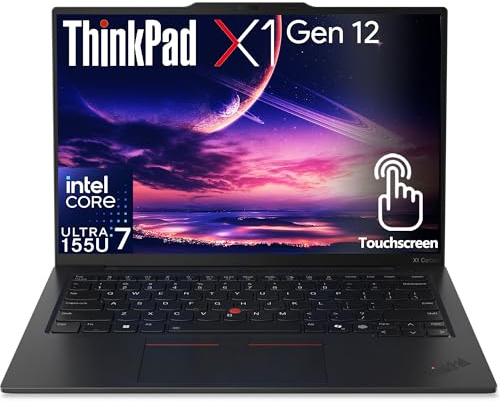 Lenovo ThinkPad X1 Carbon Gen 12 Business Laptop, Intel Ultra 7 155U, touchscreen FHD+ da 14, RAM DDR5 da 32 GB, SSD PCIe da 1 TB, WiFi 6E + BT, tastiera retroilluminata, webcam FHD, Windows 11 Pro