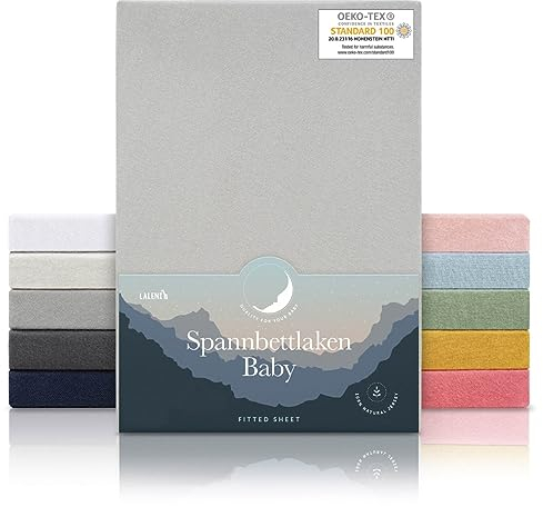 Laleni Jersey Spannbettlaken 40x90 cm Babybett 2er Set - Oeko-TEX zertifiziertes Kinderwagen Spannbettlaken - Stubenwagen Bezug 100% Baumwolle - Spannbettlaken Kinderwagen - Baby Bettwäsche in Grau