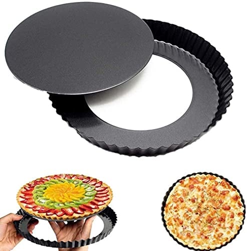 LATRAT Moule à tarte - 28 cm - Avec fond amovible - Bon revêtement anti-adhésif - Fond amovible