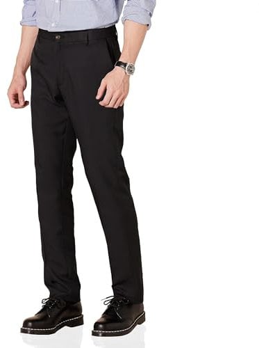 Amazon Essentials Men's Slim-Fit Flat-Front Dress Pant, Black, 32W x 33L