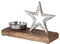 levandeo Metallstern Kerzenhalter 23x15cm Metall Mango Silber Stern Tischdeko Holz Metallstern Dekoration Deko Aufsteller Weihnachten Wohndekoration Geschenk