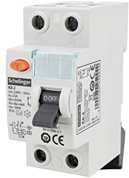 Schelinger Tipo A Disyuntor Diferencial 2 polos / 4 polos / 30mA / 25A / 40A / 63A (2 polos 40A)