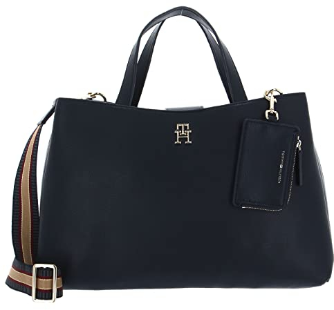Tommy Hilfiger Damen Tommy Life Satchel AW0AW13409 Schultertaschen, Blau (Space Blue)