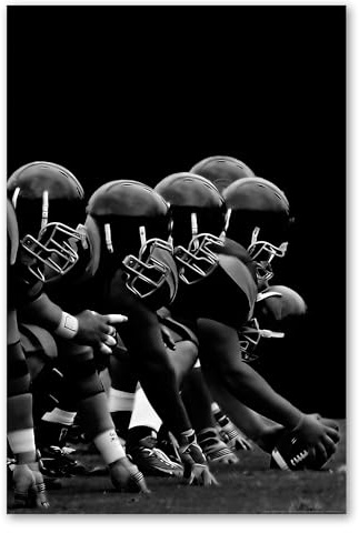 Postereck - 0142 - NFL, Schwarz Weiss Football Amerika USA Angriff - Wandposter Fotoposter Bilder Wandbild Wandbilder - Leinwand - 60,0 cm x 40,0 cm