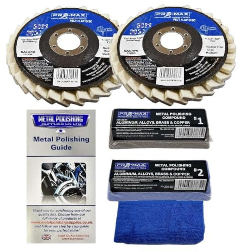 Angle Grinder Metal Polishing Kit for Aluminium Alloy Brass 5pc - Felt Flap