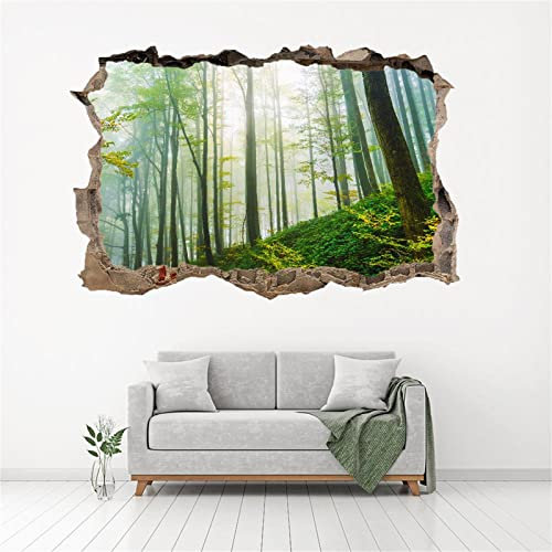 Baum Wandtattoo Aufkleber Wandbild Wald Mauerloch 3D Durchbruch Effekt Wandsticker Selbstklebend Wandaufkleber Abnehmbare Wanddeko fürs Wohnung Wohnzimmer Schlafzimmer Bad Kinderzimmer Tapeten Deko
