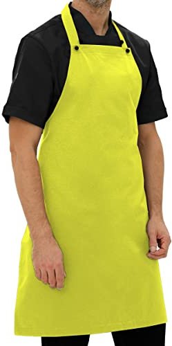 strongAnt Profi Schürze freeNeck. Kochschürze Damen & Männer Küchenschürze Kellnerschürze Grillschürze - wasserabweisend - Fluoreszierend Gelb