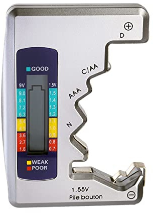 Mesee Universel Testeur de Piles Numérique Digital - Vérificateur de Batterie & Détecteur de Capacité de Pile Portable pour AA AAA C D N 9V 1.5V Piles Bouton Mini Batteries