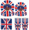68 Pcs King Charles III Union Jack Coronation Souvenir Tableware Set, New King Flag Coronation Celebrations Disposable Plates Cups and Napkins Set For 2023 King Charles III Coronation Party Supplies