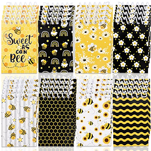 Whaline 48 Pack Bee Spiral Mini Notebook Bee Themed Memo Pads Cute Honey Bee Note Pads Handy Pocket Fun Coil Notebook for Office School Home Bee Party Supplies Note Taking, 8 Designs